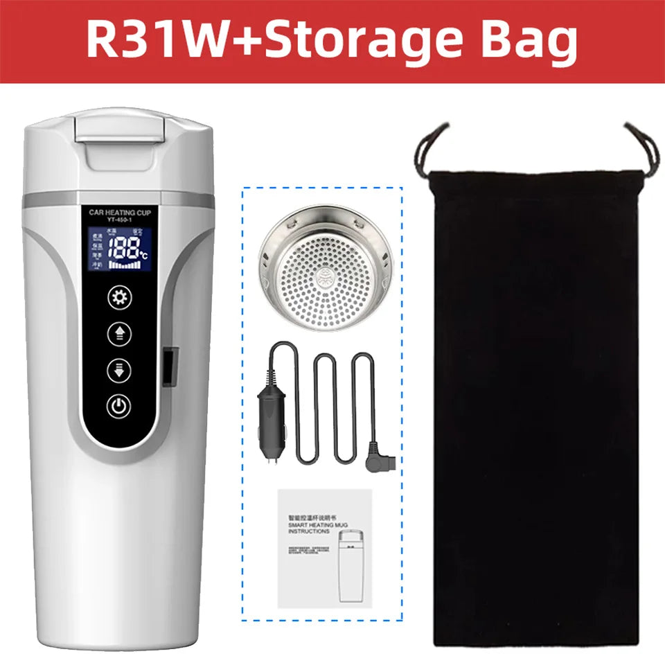 Smart Touch Car Heating Cup – Portable Electric Kettle 12V/24V