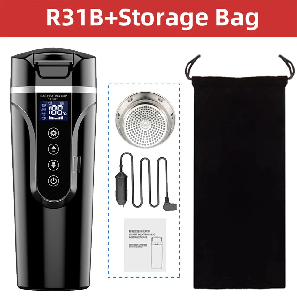 Smart Touch Car Heating Cup – Portable Electric Kettle 12V/24V
